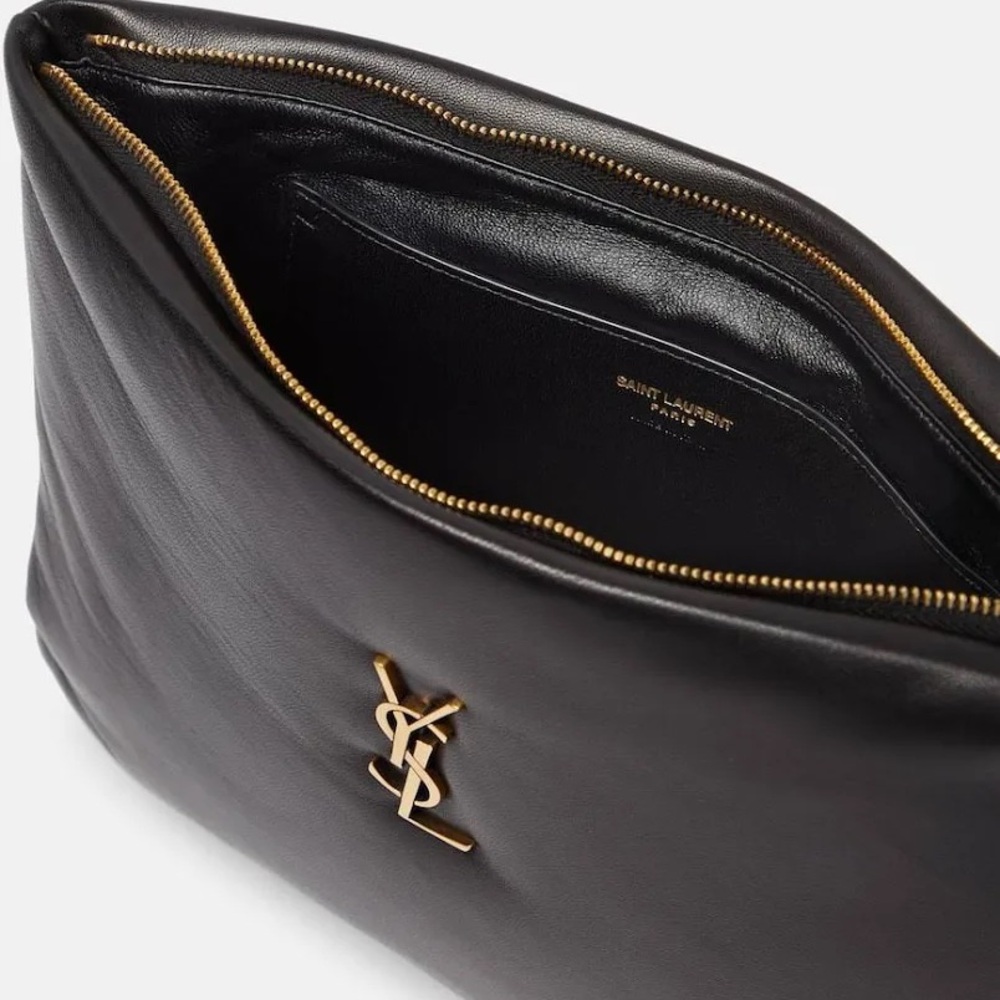 Saint Laurent Black Toiletry Bag with Gold Accents
